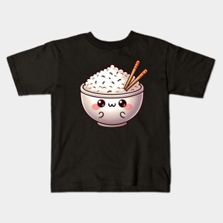 Cheerful Kawaii Rice Bowl Kids T-Shirt